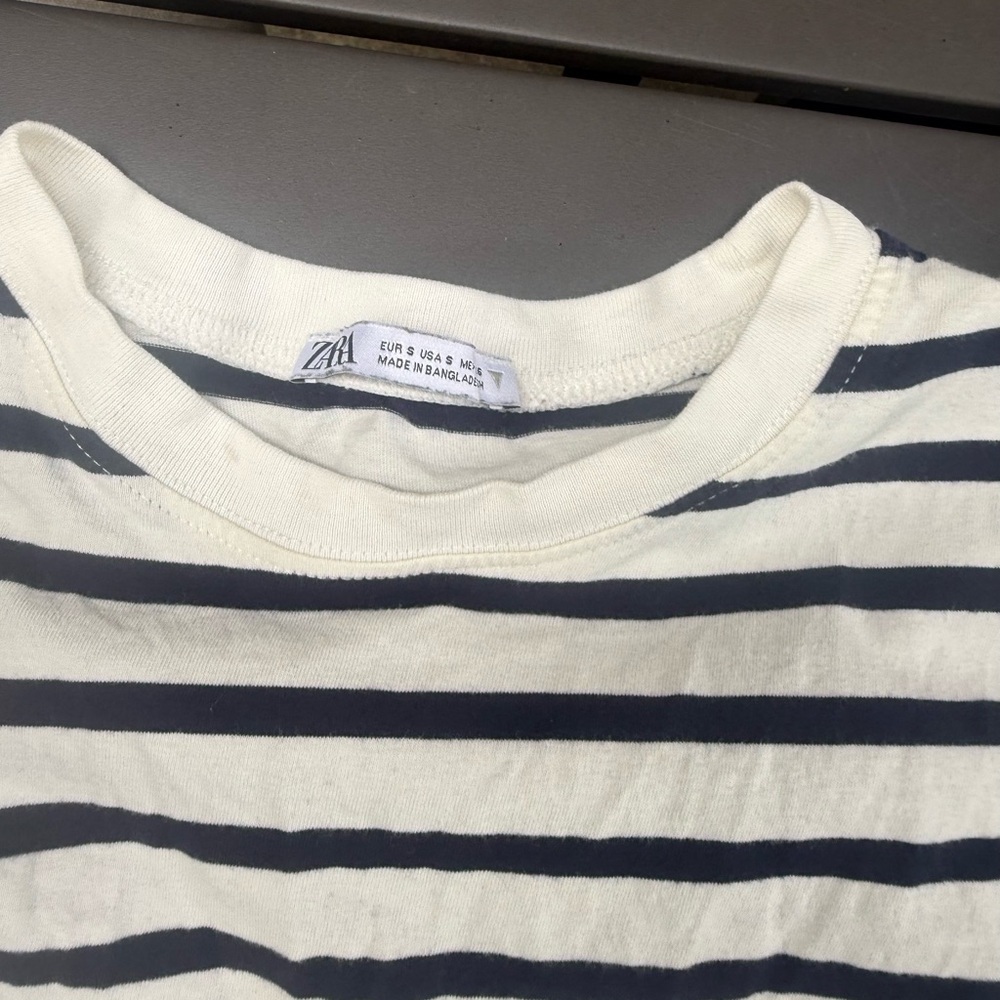 Zara Navy and White Striped Tee small - Picture 2 of 3